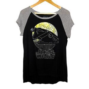Star Wars‎ Women's Millennium Falcon Outline Rayon Spandex T-Shirt Size L